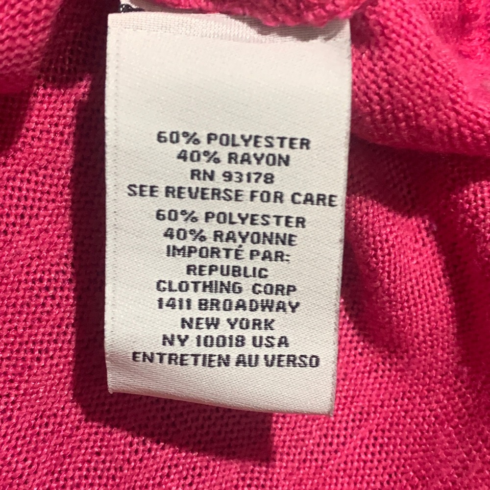 Carmen Marc Valvo Hot Pink Quarter Zip Pullover Knit Top Gold Zipper Womens L - Picture 3 of 7